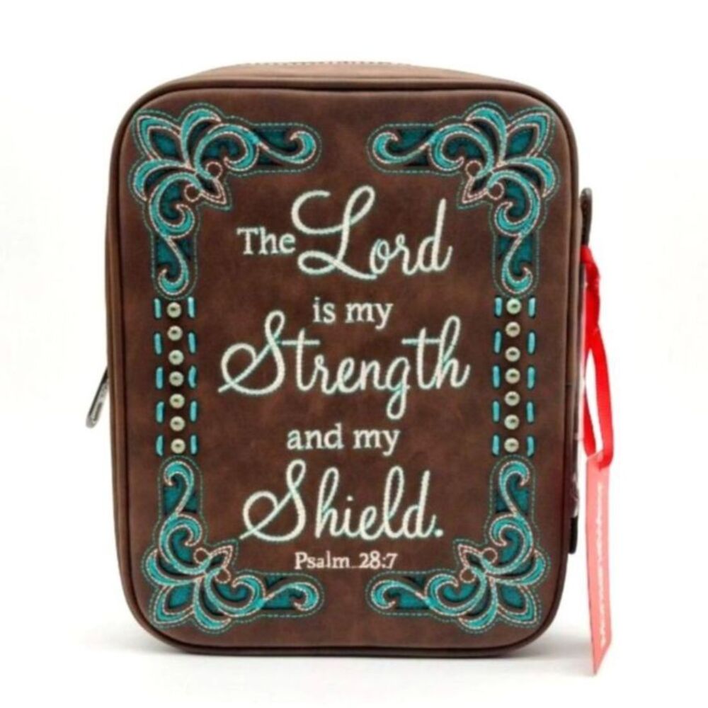 Vintage Western Rustic Christian Embroidered Embossed Leather Bible Cover Case